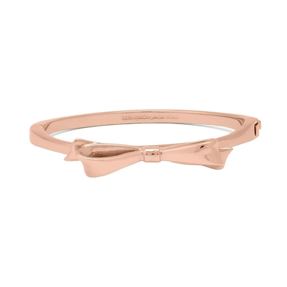 Kate Spade Love Notes Rose Gold Bow Skinny Clasp Bangle Bracelet
